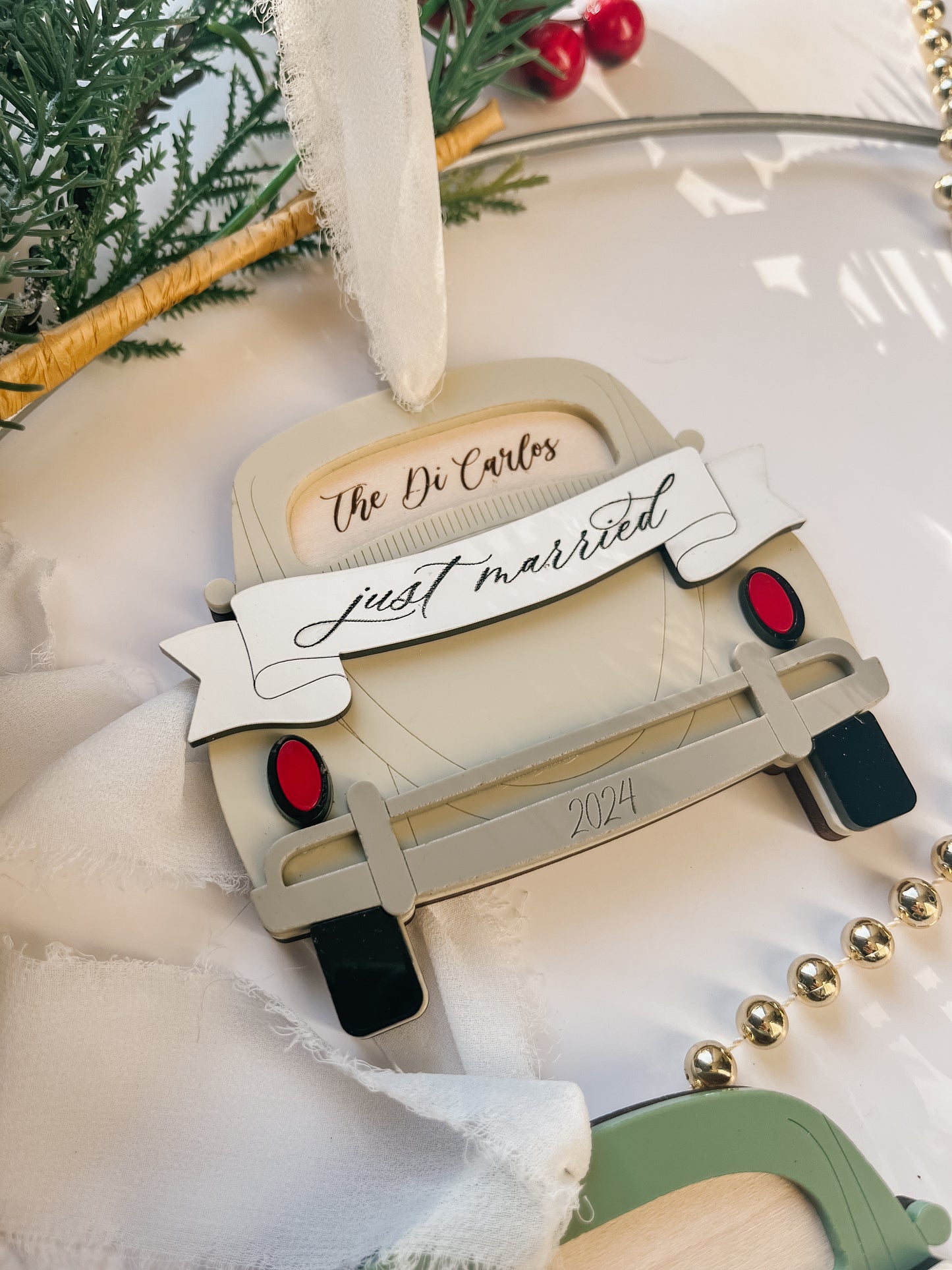 Just Married Car Ornament