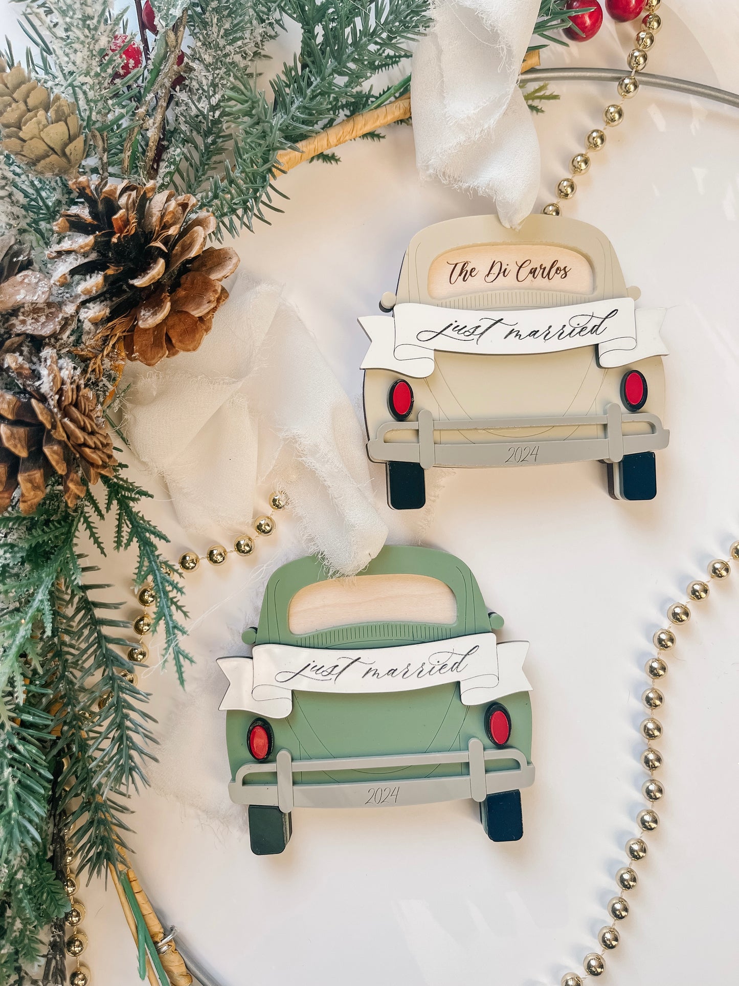 Just Married Car Ornament
