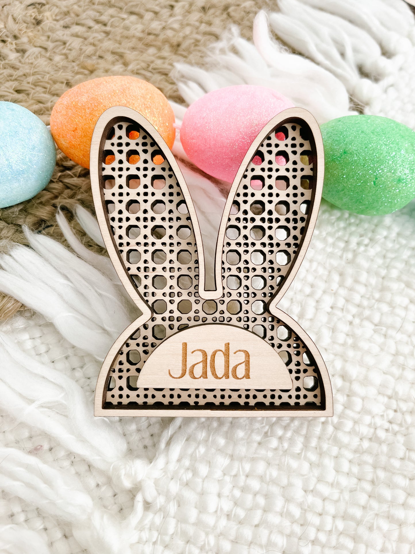 Rattan Bunny Basket Tag