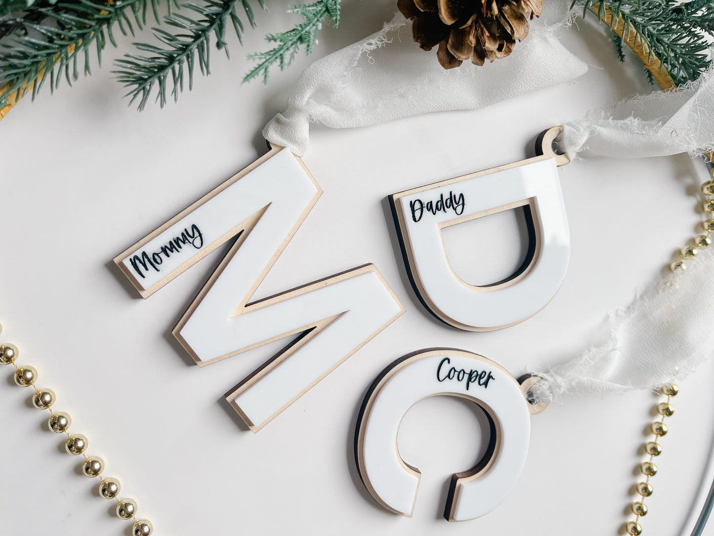 Acrylic Monogram Stocking Tags