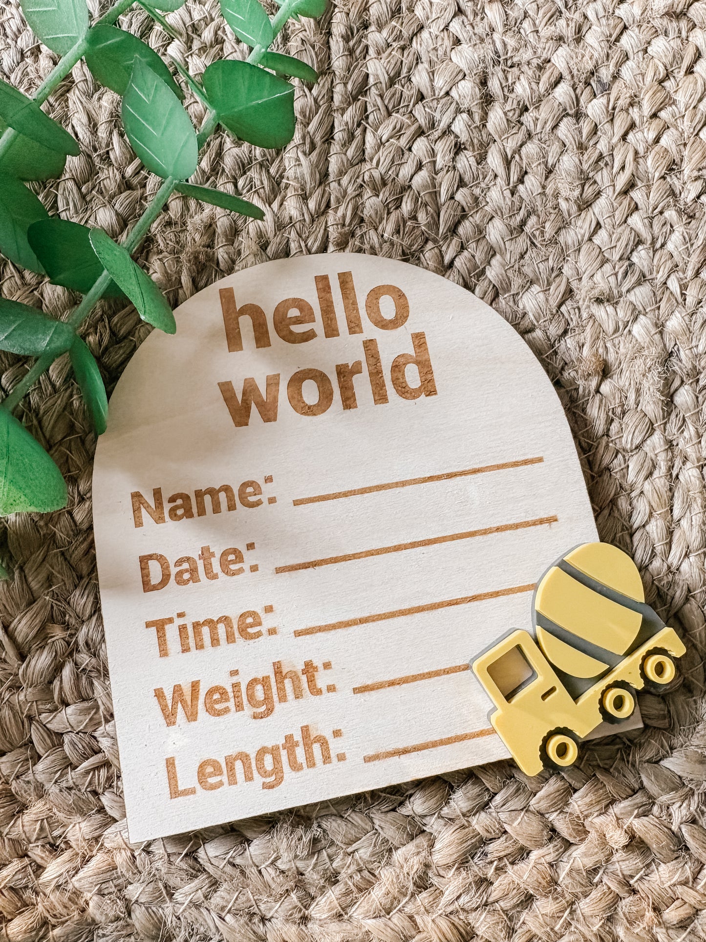 Constructions Hello World Birth Announcement