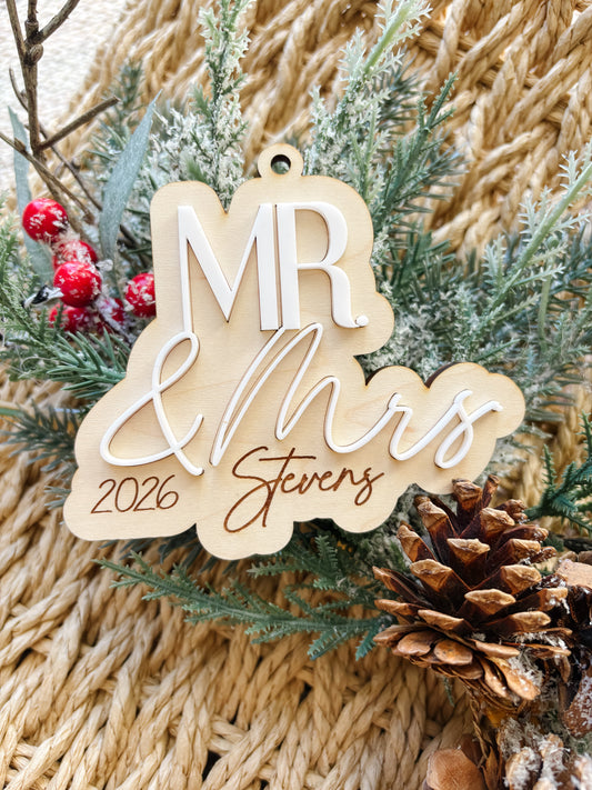 Mr & Mrs Wedding Ornament