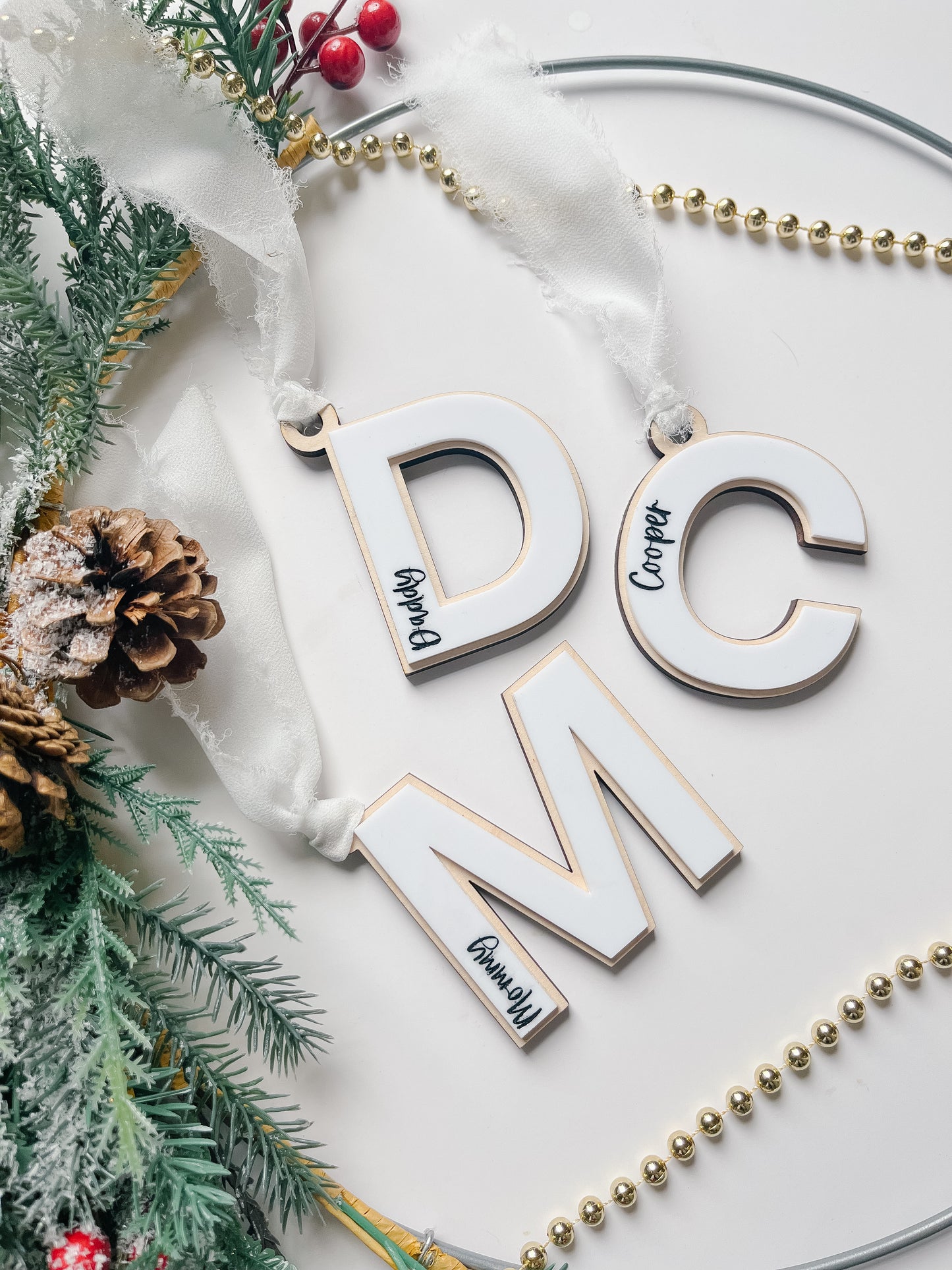 Acrylic Monogram Stocking Tags