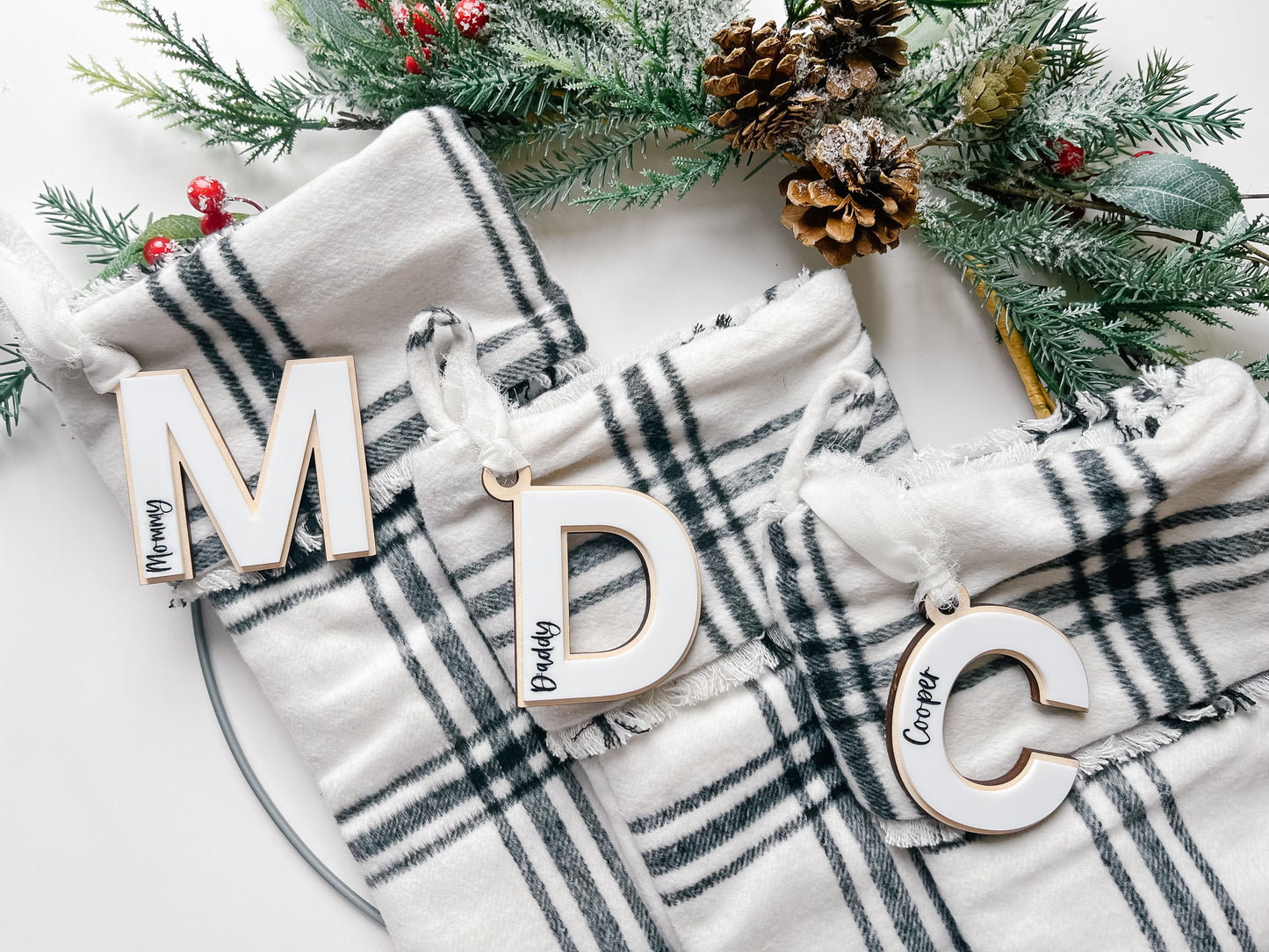 Acrylic Monogram Stocking Tags