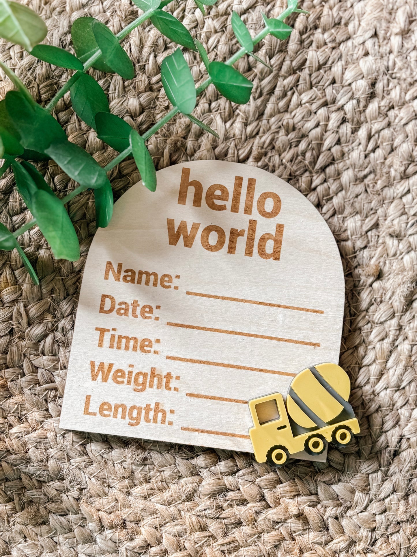 Constructions Hello World Birth Announcement