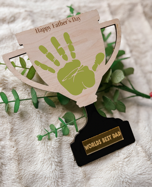 Worlds Best Dad Trophy HandPrint Art Craft