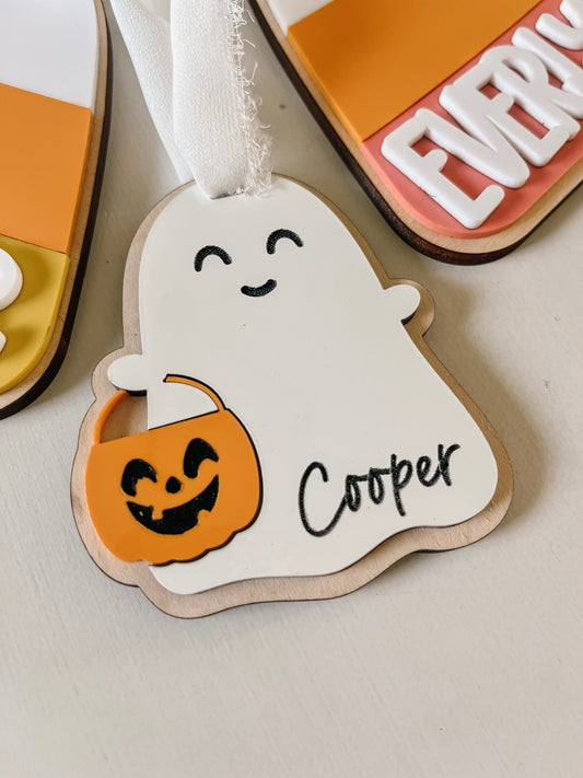 Trick or Treat Ghost Halloween Bag Tag