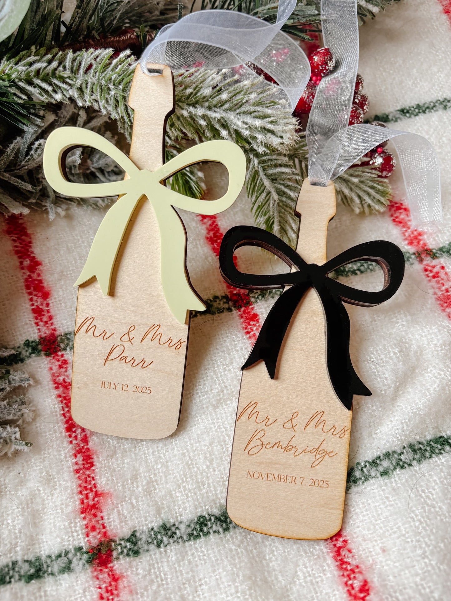 Champagne Marriage Christmas Ornament