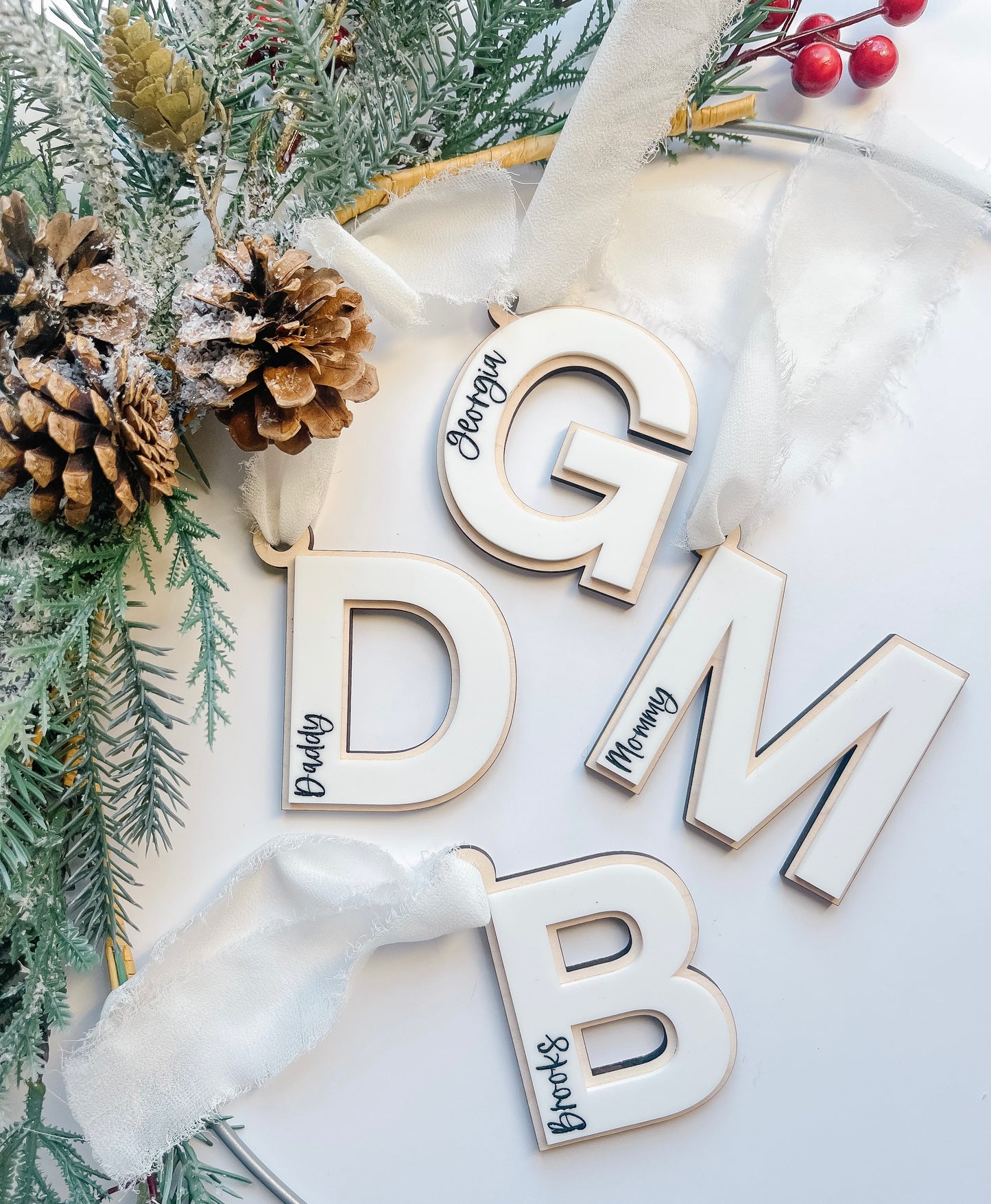 Acrylic Monogram Stocking Tags