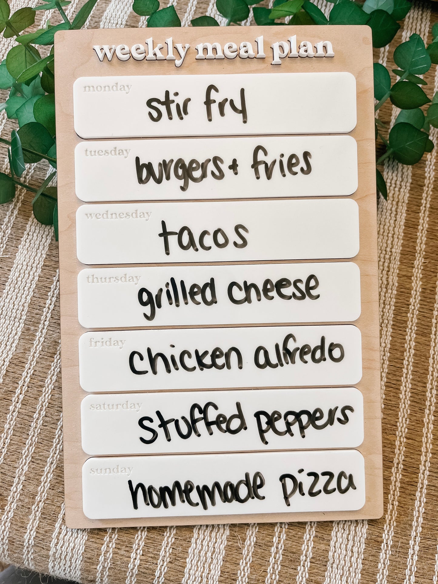 Weekly Meal Plan Magnetic Dry erase board